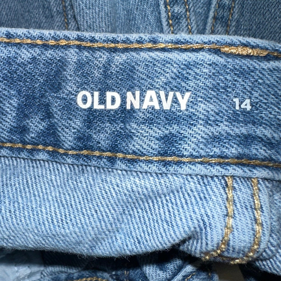 Old Navy Blue High-Rise Slouchy Straight Jeans Size 14 Girls - Picture 4 of 13